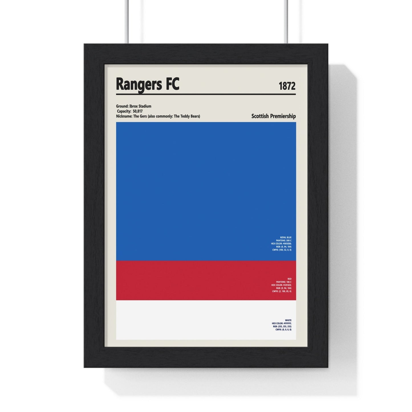 Framed Rangers FC colour swatch print