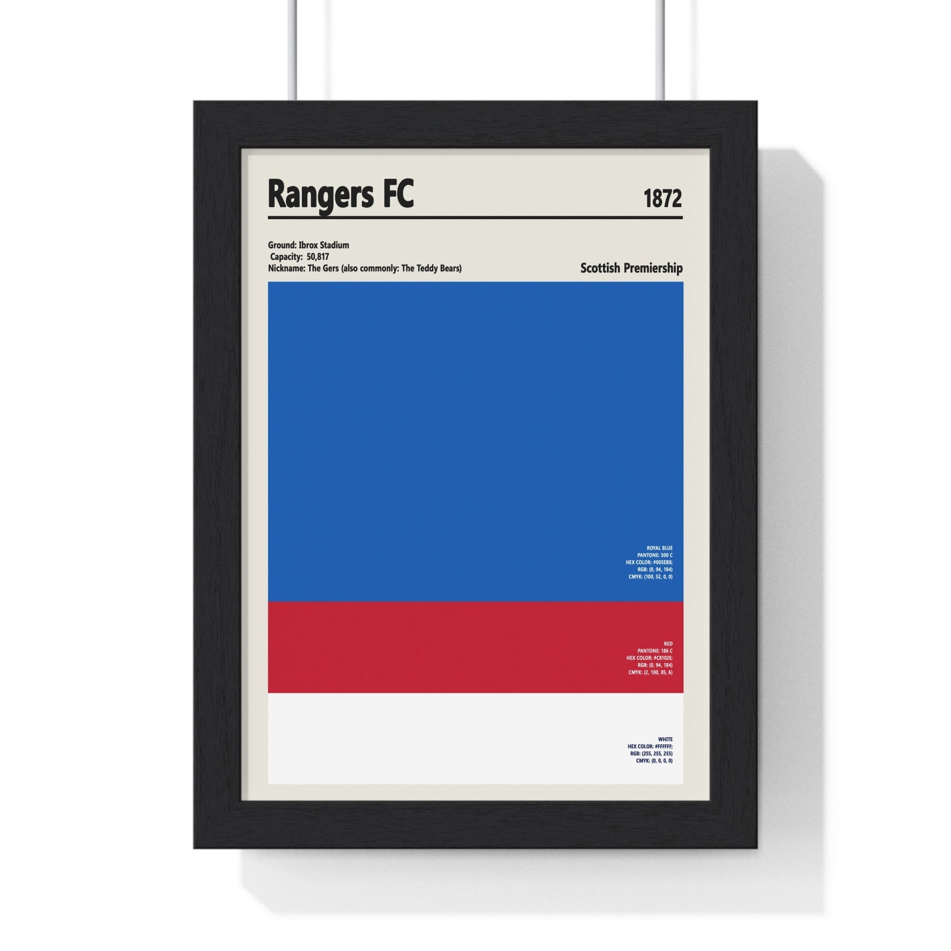 Framed Rangers FC colour swatch print
