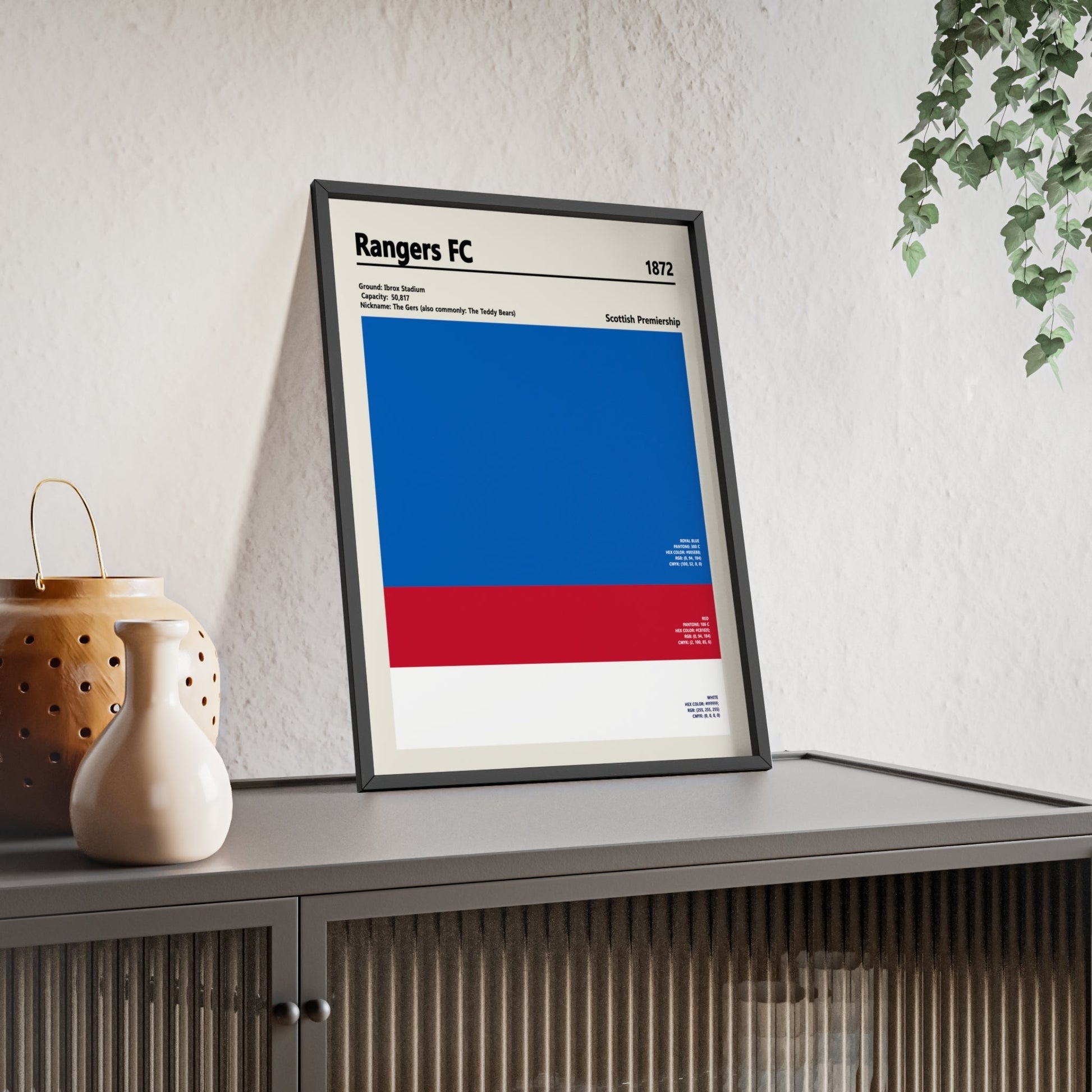 Framed Rangers FC colour swatch print