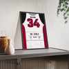 Ray Allen 2013 NBA Finals Game 6 Poster - Miami Heat 34 Corner Three Jersey Print framed and leaning on a sideboard