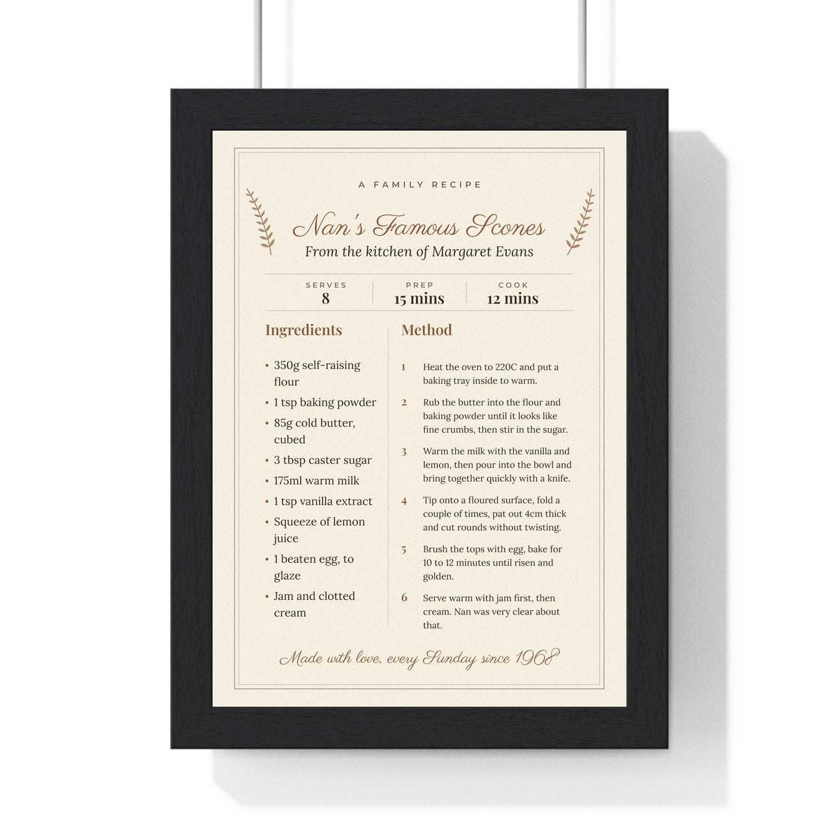 Personalised Family Recipe Print - framed print