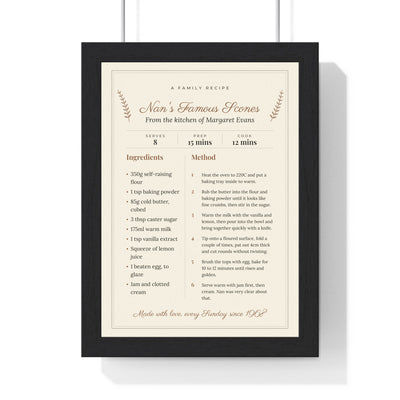 Personalised Family Recipe Print - framed print