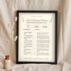 Personalised Family Recipe Print - Lifestyle - leaning in a frame with dried flowers