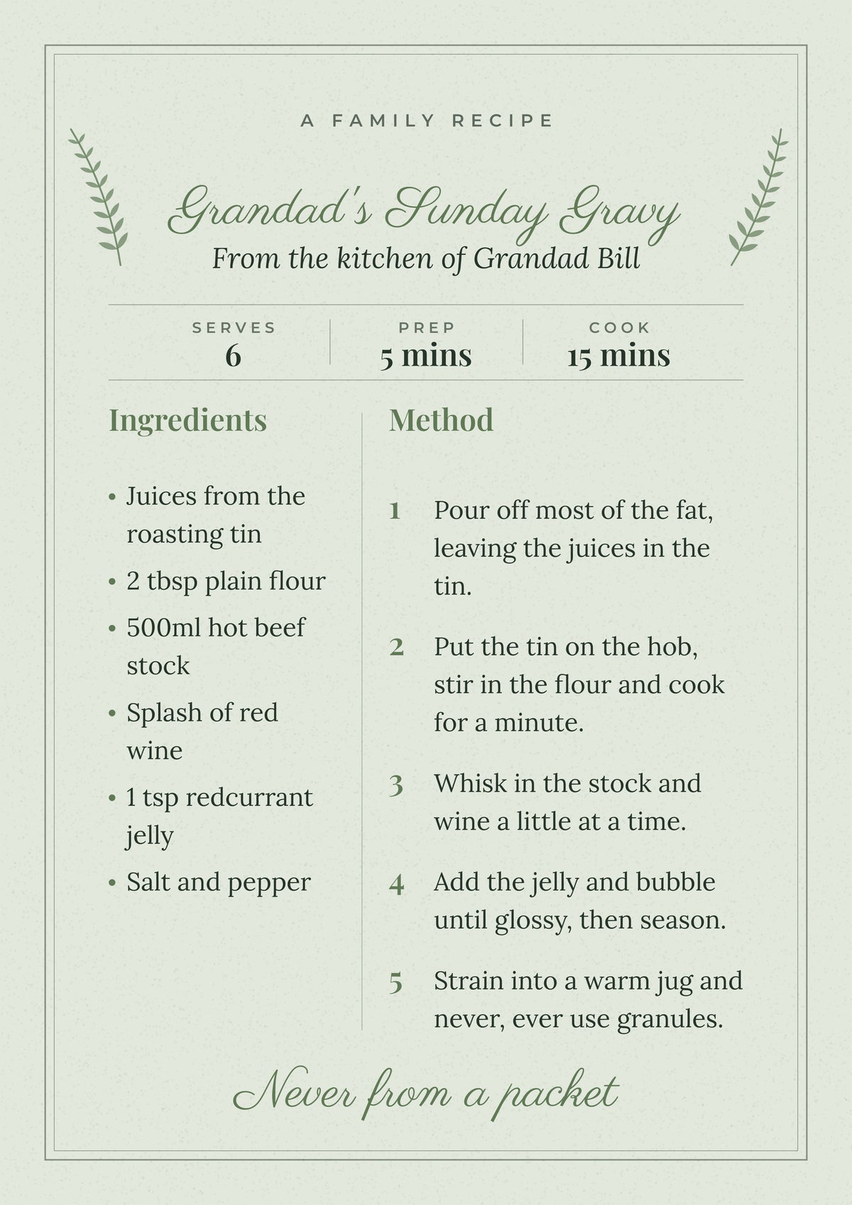 Personalised Family Recipe Print - second design
