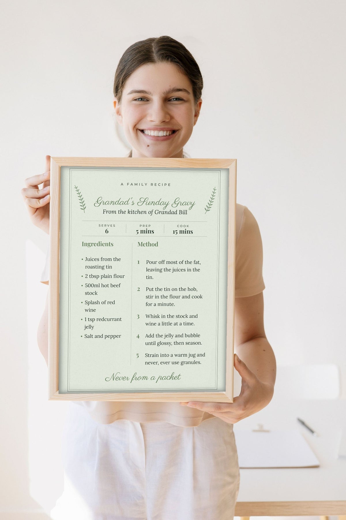 Personalised Family Recipe Print - Lifestyle - held by a smiling woman