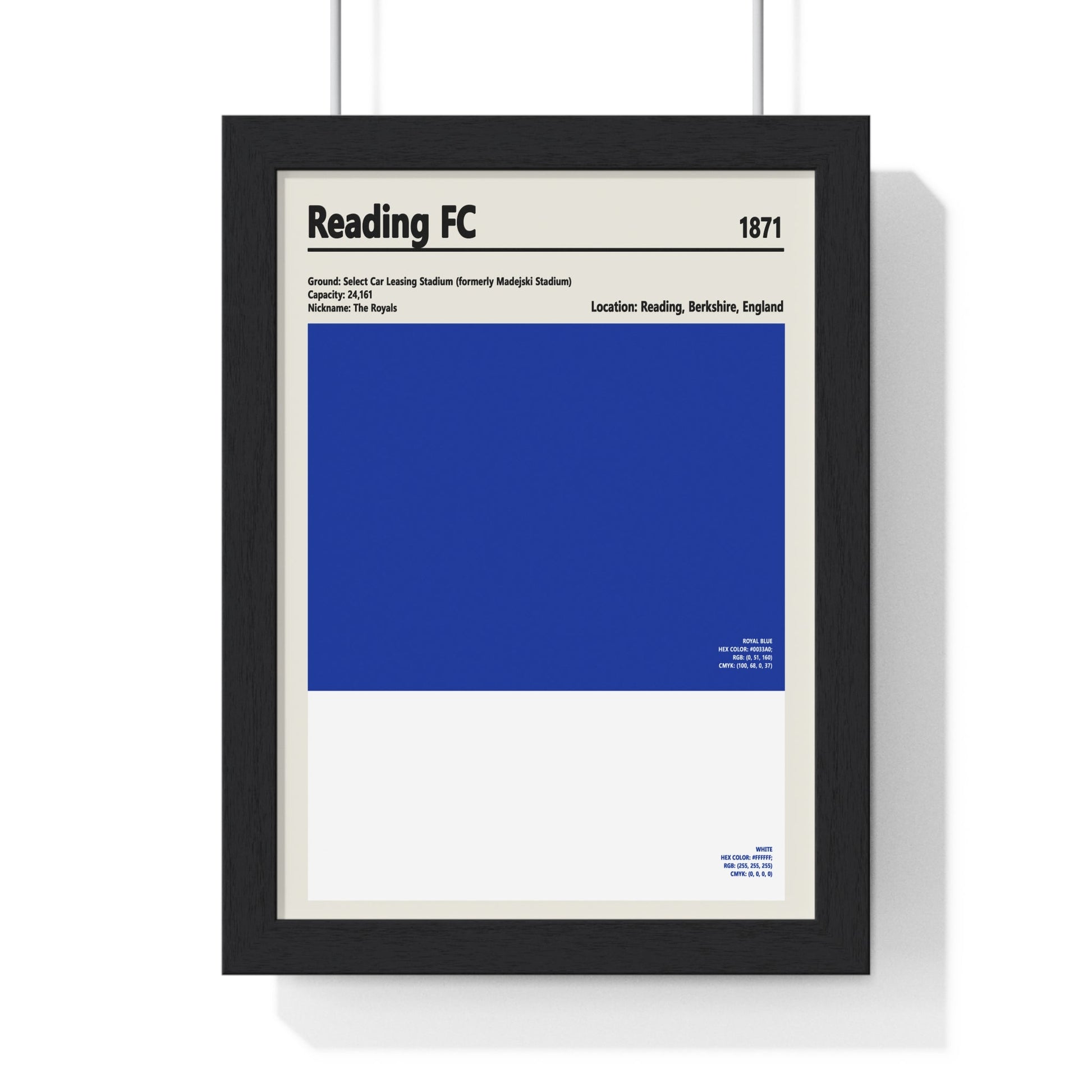 Framed Reading FC colour swatch print