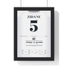 Real Madrid Champions League Final 2002 Poster - Zinedine Zidane 5 Volley Hampden Shirt Print framed in a black frame, ready to hang