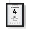 Real Madrid Champions League Final 2014 Poster - Sergio Ramos 4 92:48 La Decima Shirt Print framed in a black frame, ready to hang