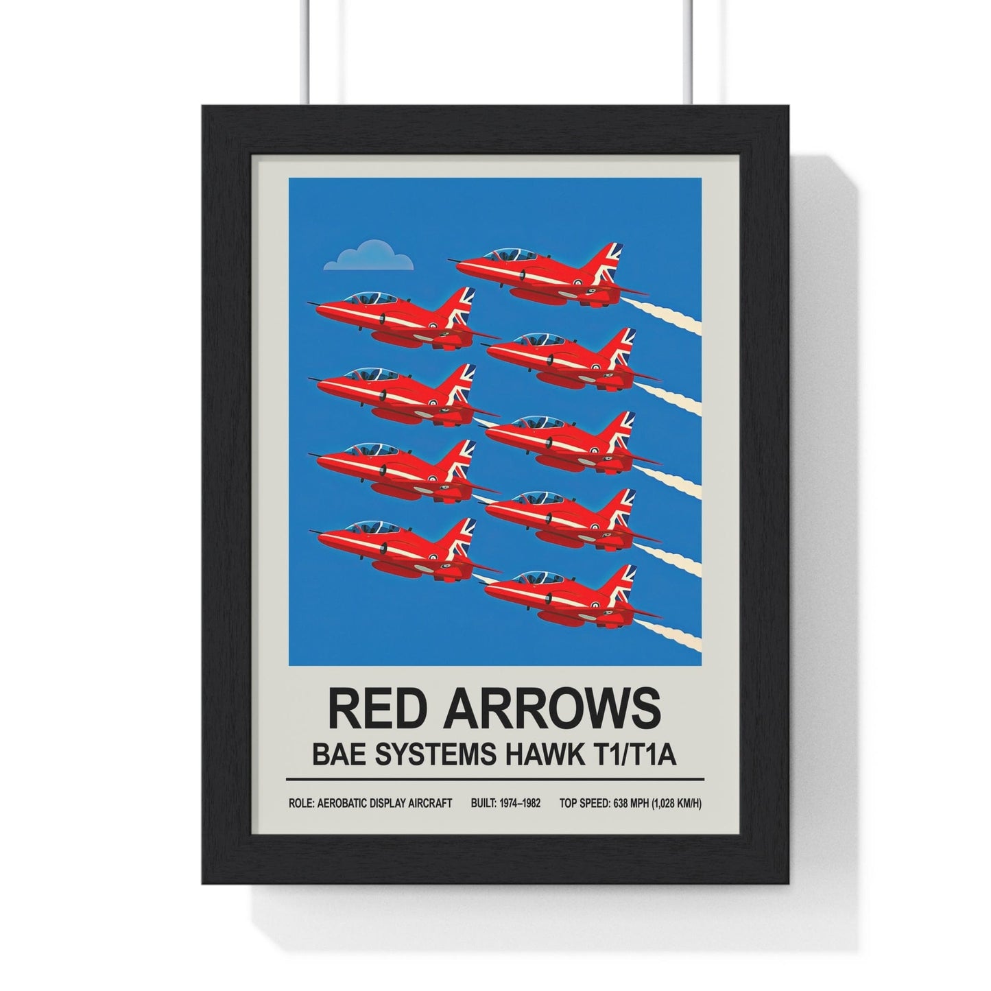 Red Arrows Poster | RAF Aerobatic Display Hawk Jet Print - Poster Kingz - A5 (unframed) 5.8 × 8.3 in - 