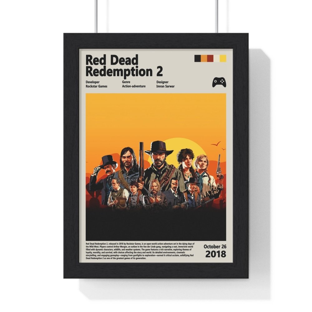 Red Dead Redemption 2 (2018) - Video Game Info minimalist Poster - Poster Kingz - A5 (unframed) - 