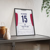 Red Roses Women’s Rugby World Cup Final 2025 Poster - Ellie Kildunne 15 Twickenham Print framed and leaning on a sideboard