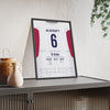 Red Roses Women's Rugby World Cup Semi-Final 2025 Poster - Zoe Aldcroft 6 Shirt Print framed and leaning on a sideboard