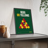 Reds or Yellows Pool print framed and leaning on a sideboard