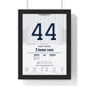 Reggie Jackson 1977 World Series Three Home Runs Poster - New York Yankees 44 Jersey Print framed in a black frame, ready to hang