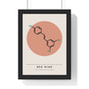Resveratrol Molecule print framed in a black frame, ready to hang