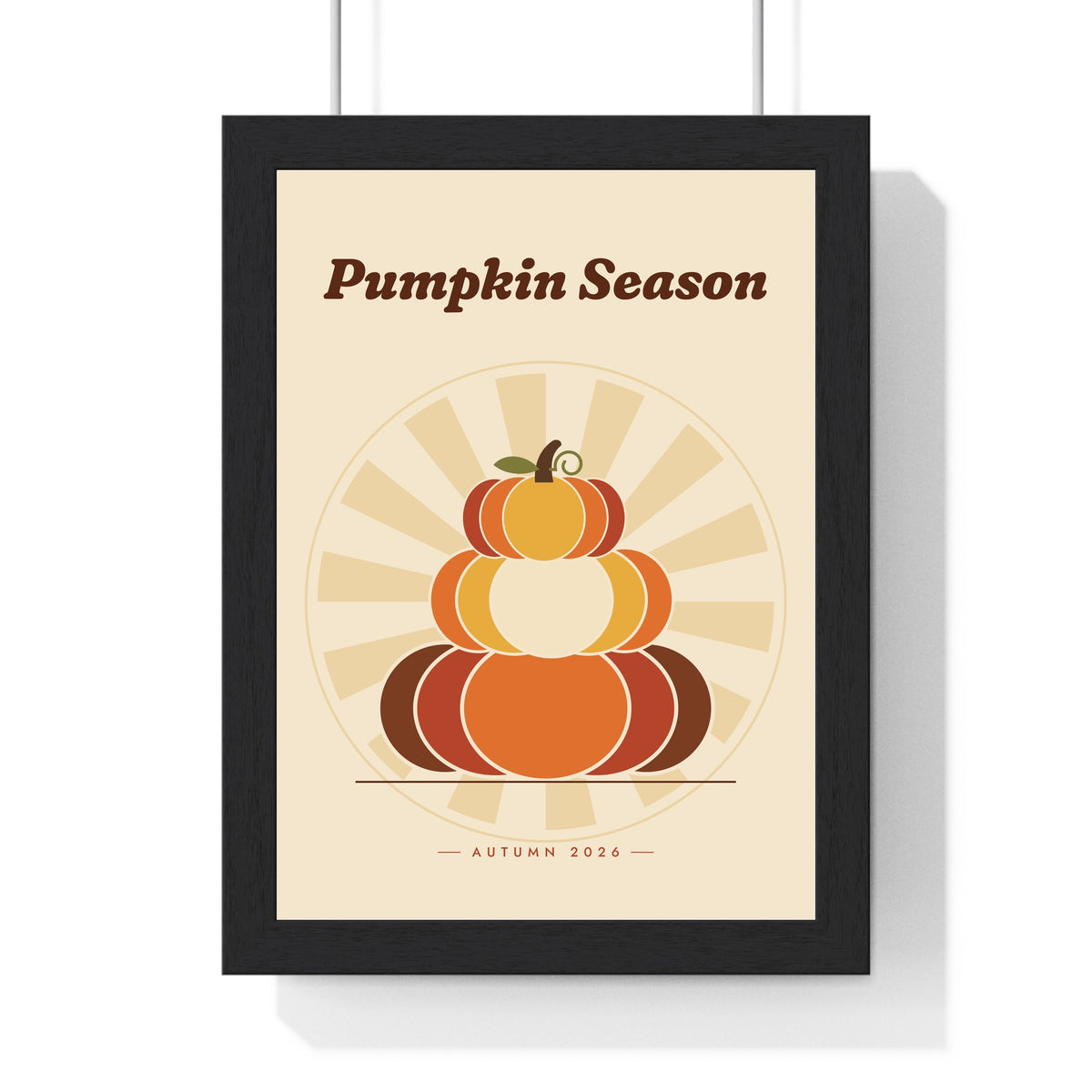 Retro 70s Pumpkin Print - framed retro 70s pumpkin print on cream