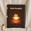 Retro 70s Pumpkin Print - chocolate Hello Pumpkin print leaning in a frame