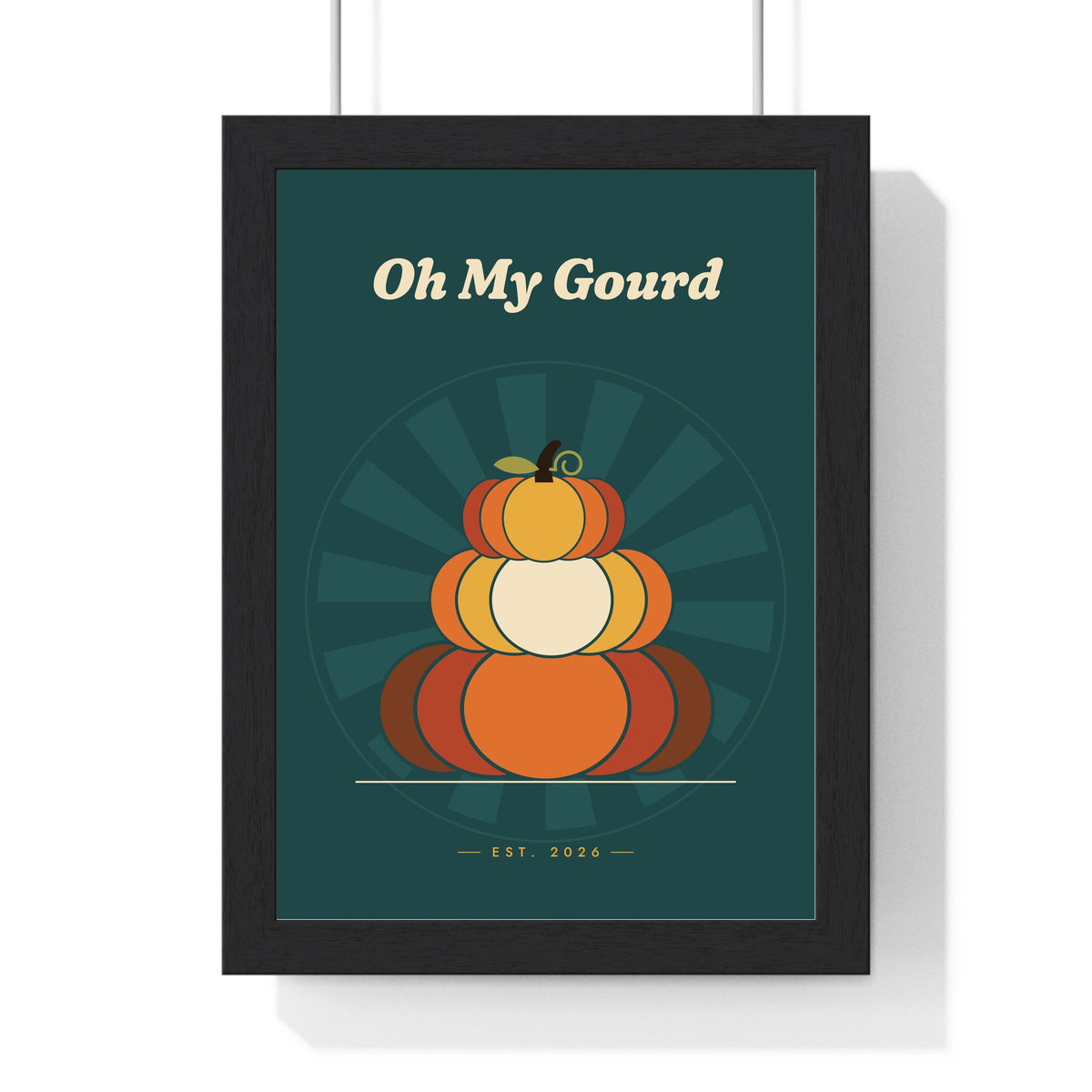Retro 70s Pumpkin Print - deep teal colourway
