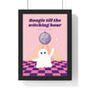 Retro Disco Ghost Halloween Print - framed pink retro disco ghost Halloween print