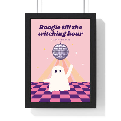 Retro Disco Ghost Halloween Print - framed pink retro disco ghost Halloween print