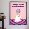 Retro Disco Ghost Halloween Print - disco ghost print on a living room wall