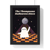 Retro Disco Ghost Halloween Print - framed black Halloween disco party version