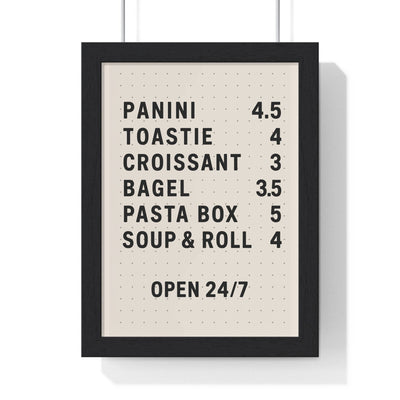 Framed Retro Food Menu - Kitchen print