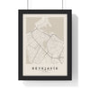 Reykjavík street map poster in cream, minimal city map print framed in a black frame