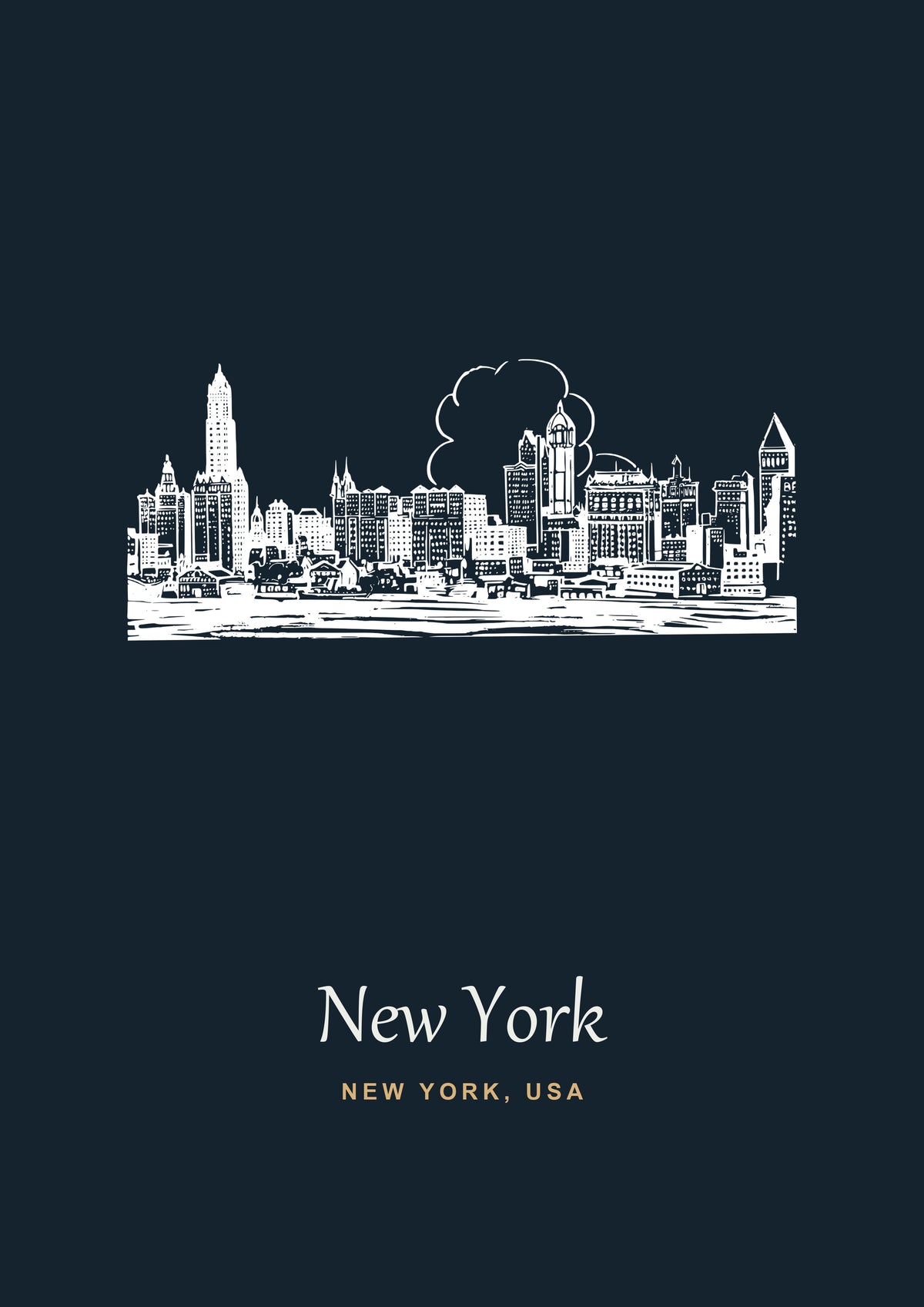 Personalised New York Line Art Print | Custom Travel Poster