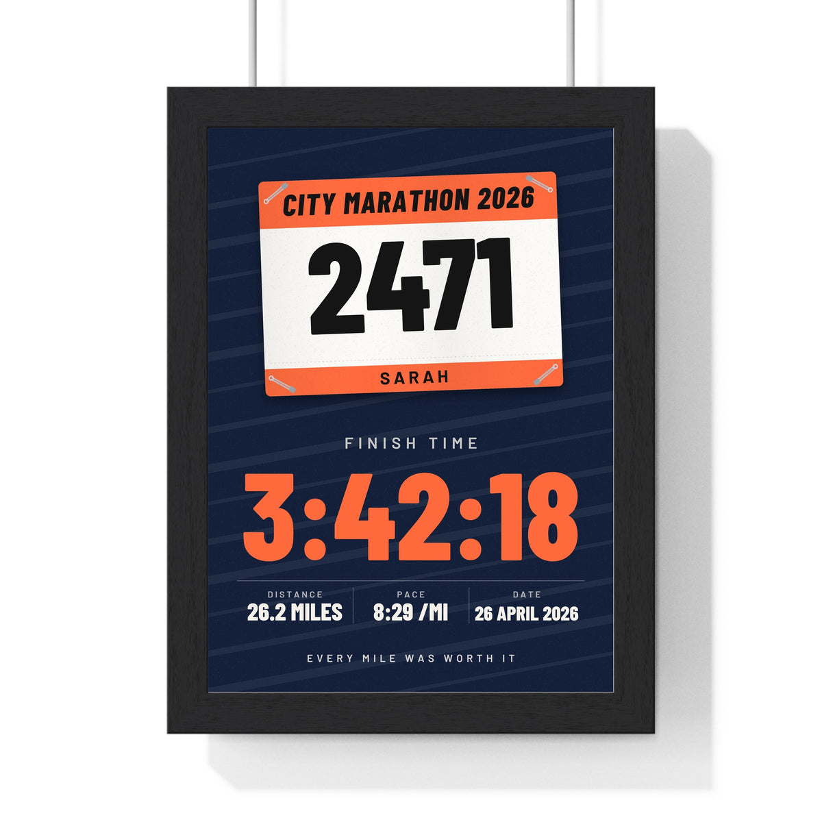 Personalised Marathon Finisher Print - framed print
