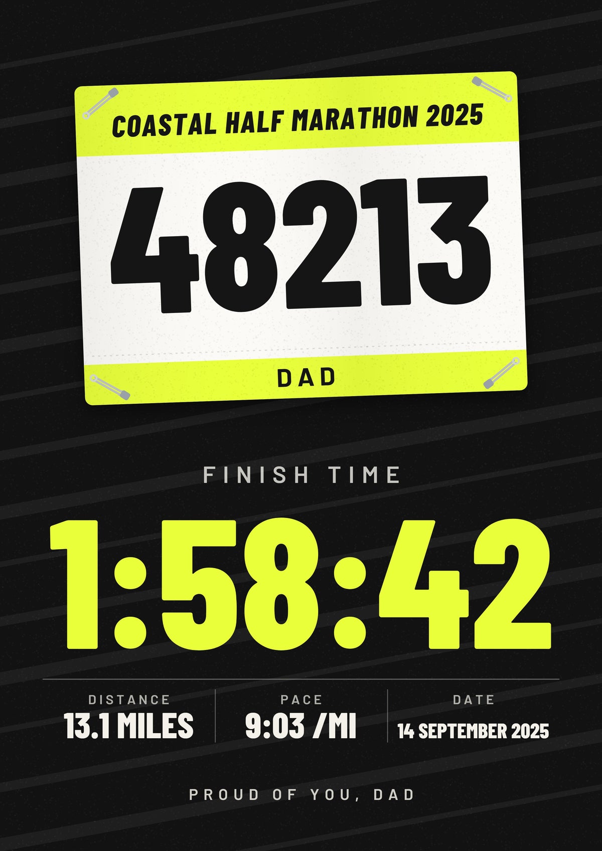 Personalised Marathon Finisher Print - second design
