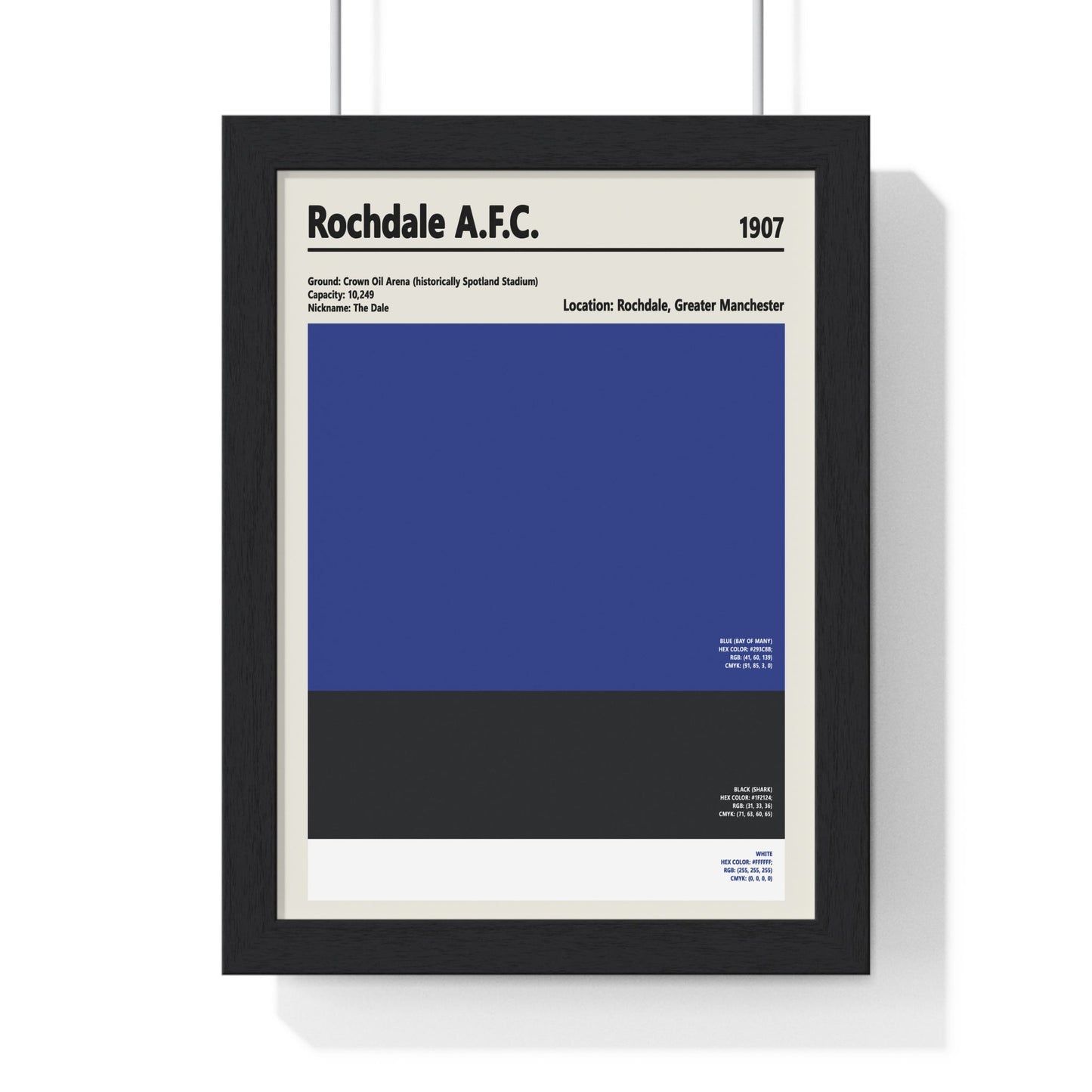 Framed Rochdale AFC colour swatch print