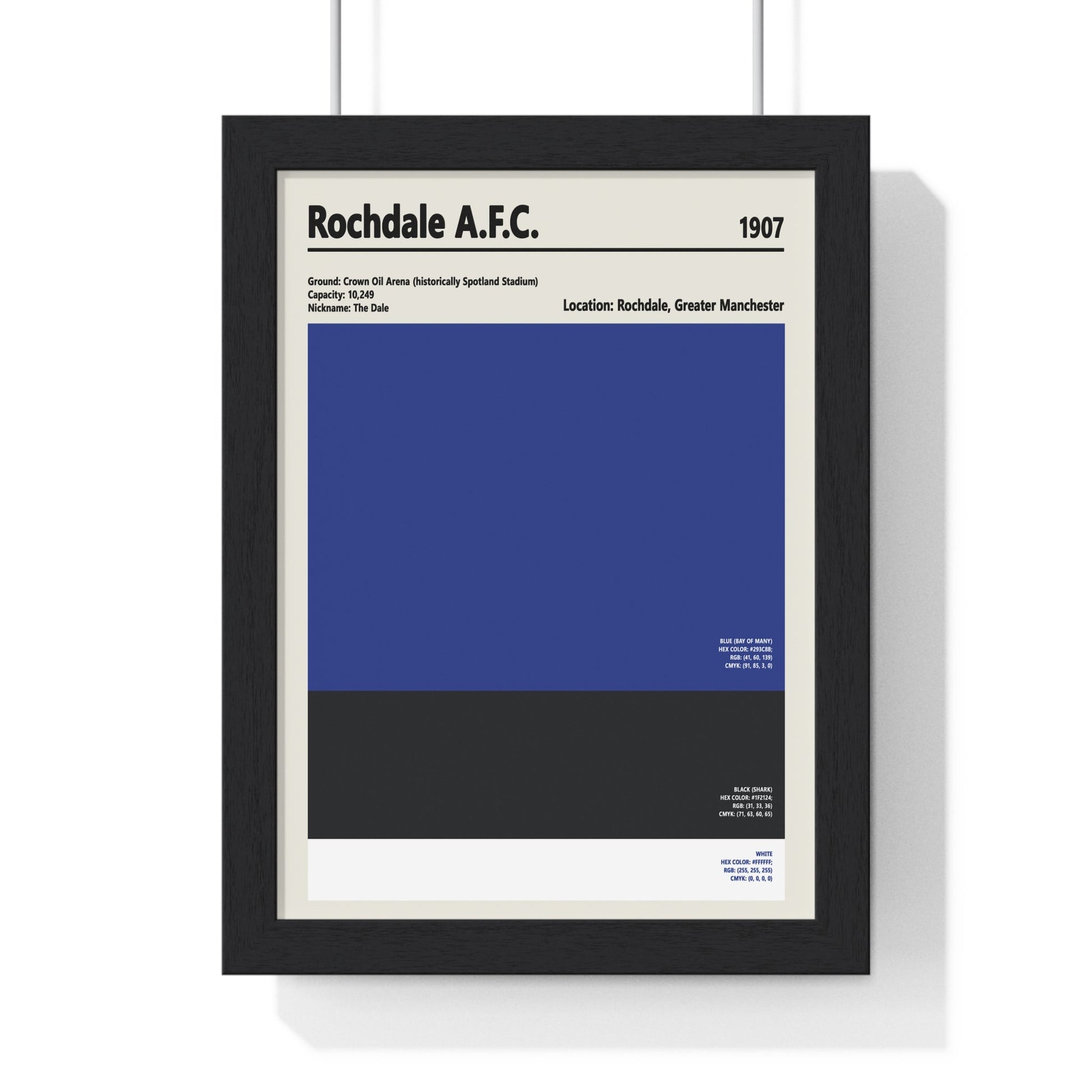 Framed Rochdale AFC colour swatch print