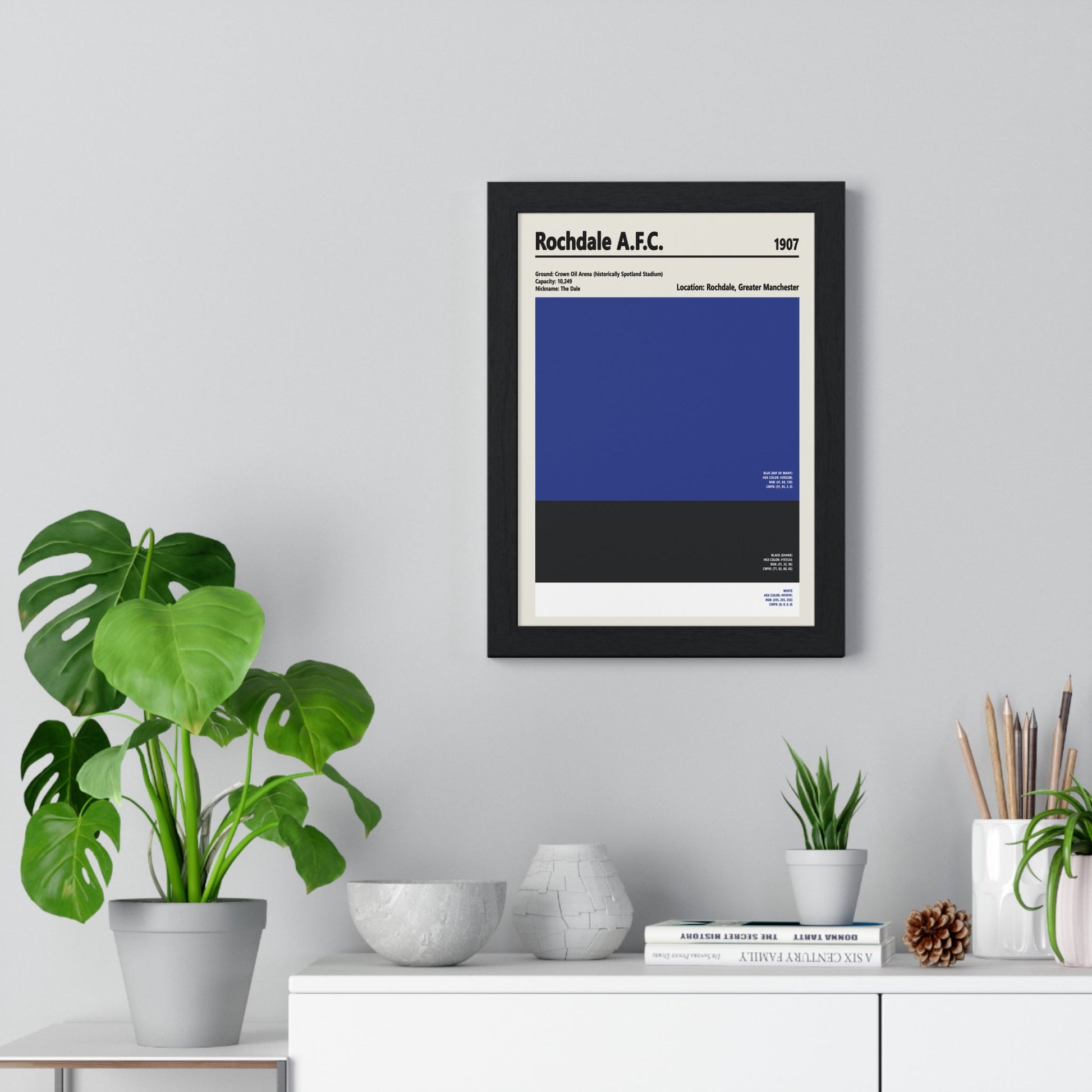 Framed Rochdale AFC colour swatch print