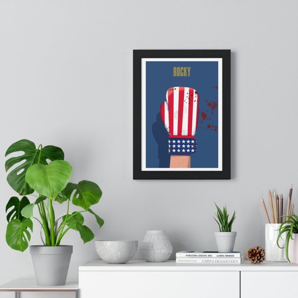 Framed Rocky movie poster close-up