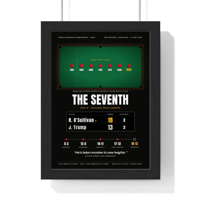 The Seventh 2022 Snooker print framed in a black frame, ready to hang