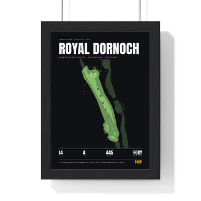 Royal Dornoch 14th Hole print framed in a black frame, ready to hang