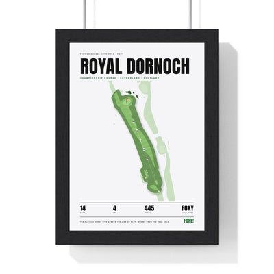 Royal Dornoch 14th Hole White print framed in a black frame, ready to hang