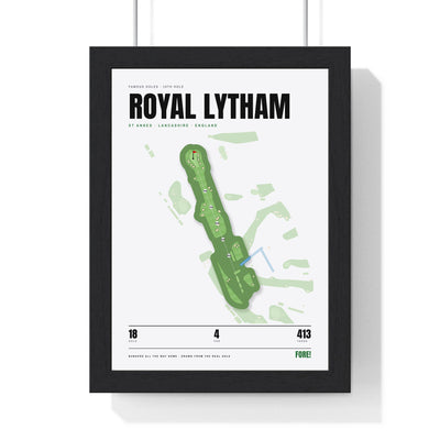 Royal Lytham 18th Hole White print framed in a black frame, ready to hang