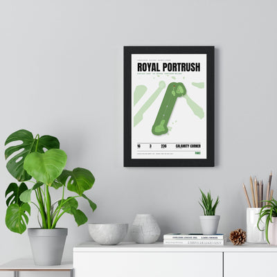 Royal Portrush 16th Hole White print framed on a living room wall