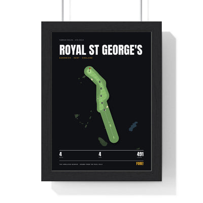 Royal St George's 4th Hole print framed in a black frame, ready to hang