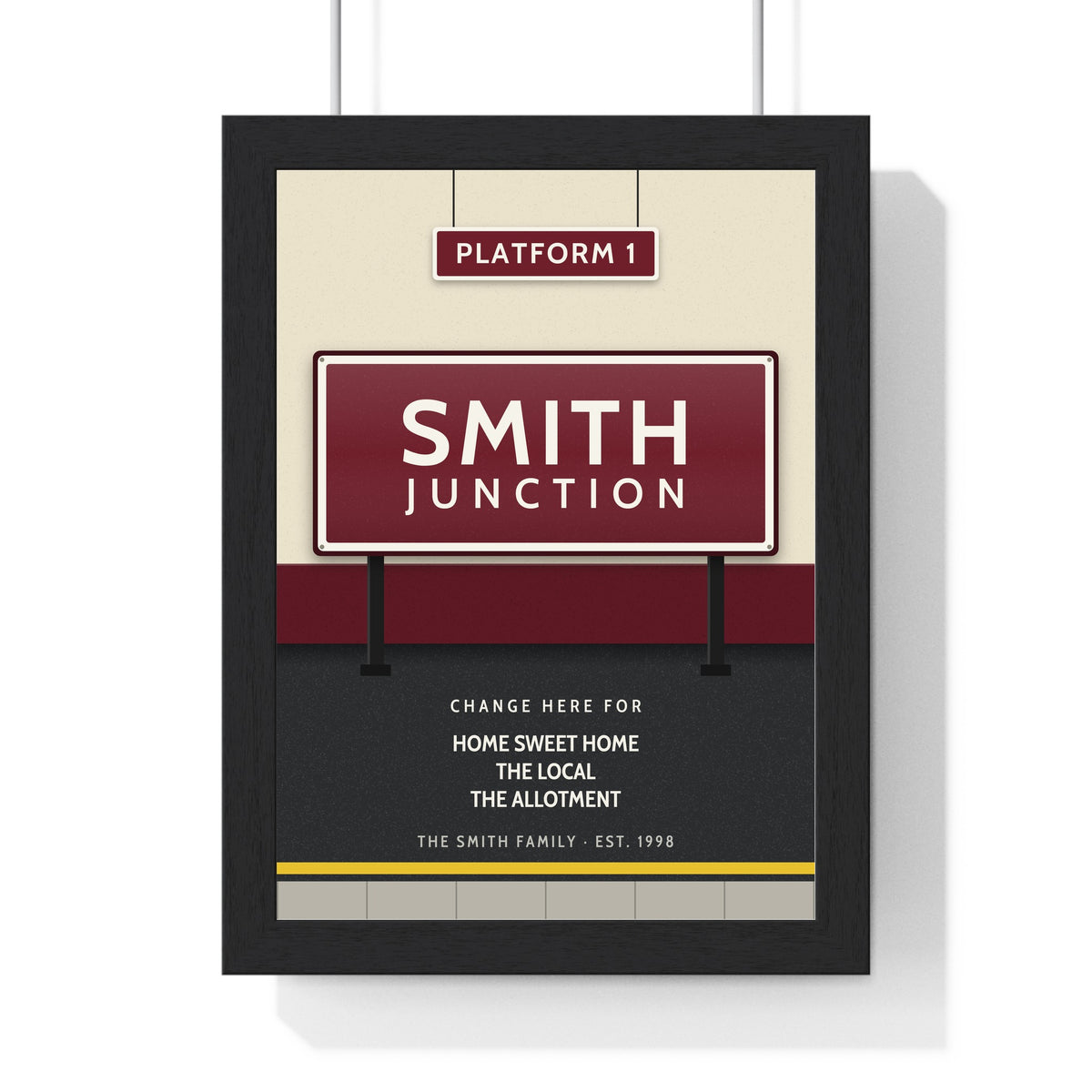 Personalised Railway Station Sign Print - framed print