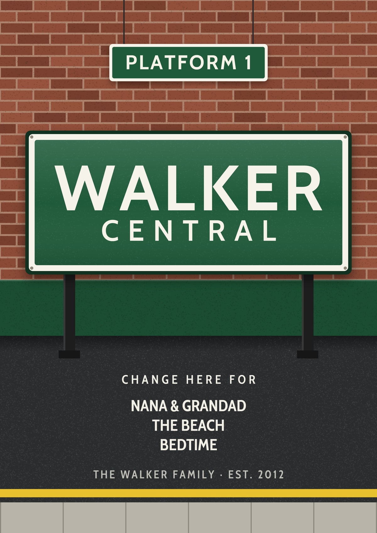 Personalised Railway Station Sign Print - second design