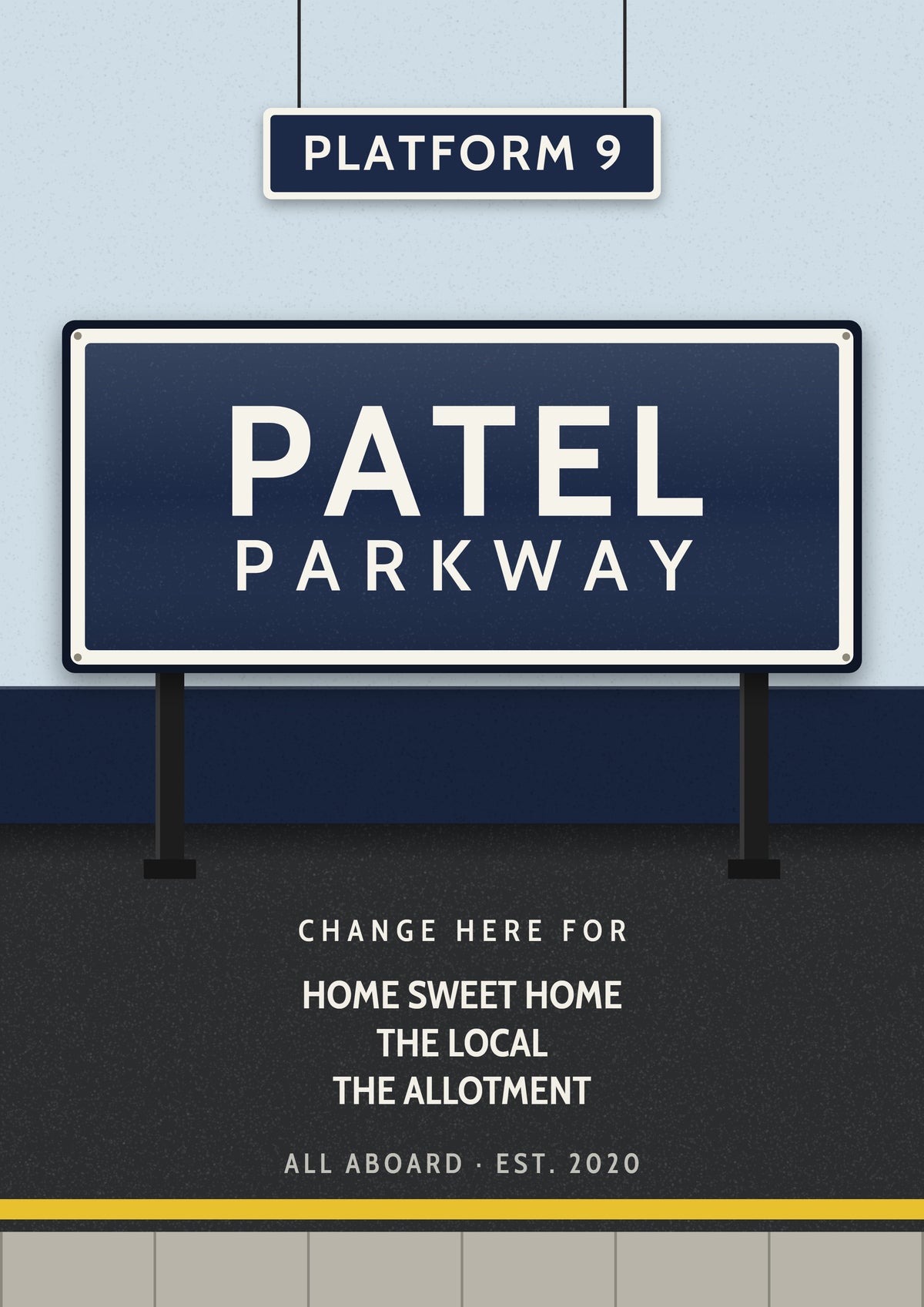 Personalised Railway Station Sign Print - third design