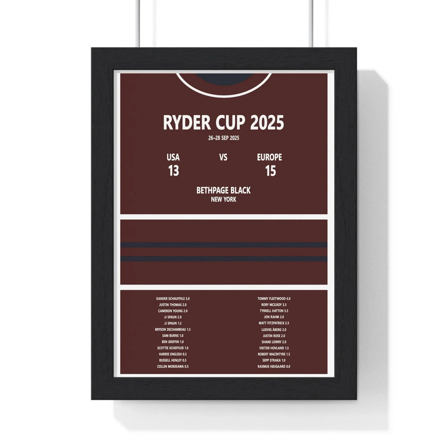 Framed Ryder Cup 2025 Bethpage Black Print print
