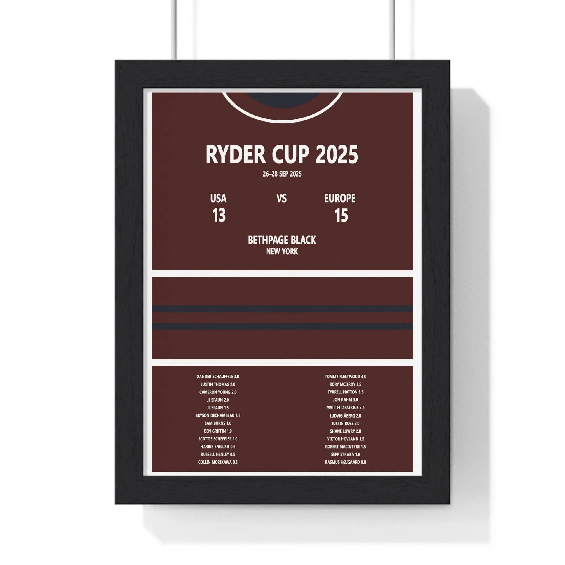 Framed Ryder Cup 2025 Bethpage Black Print print