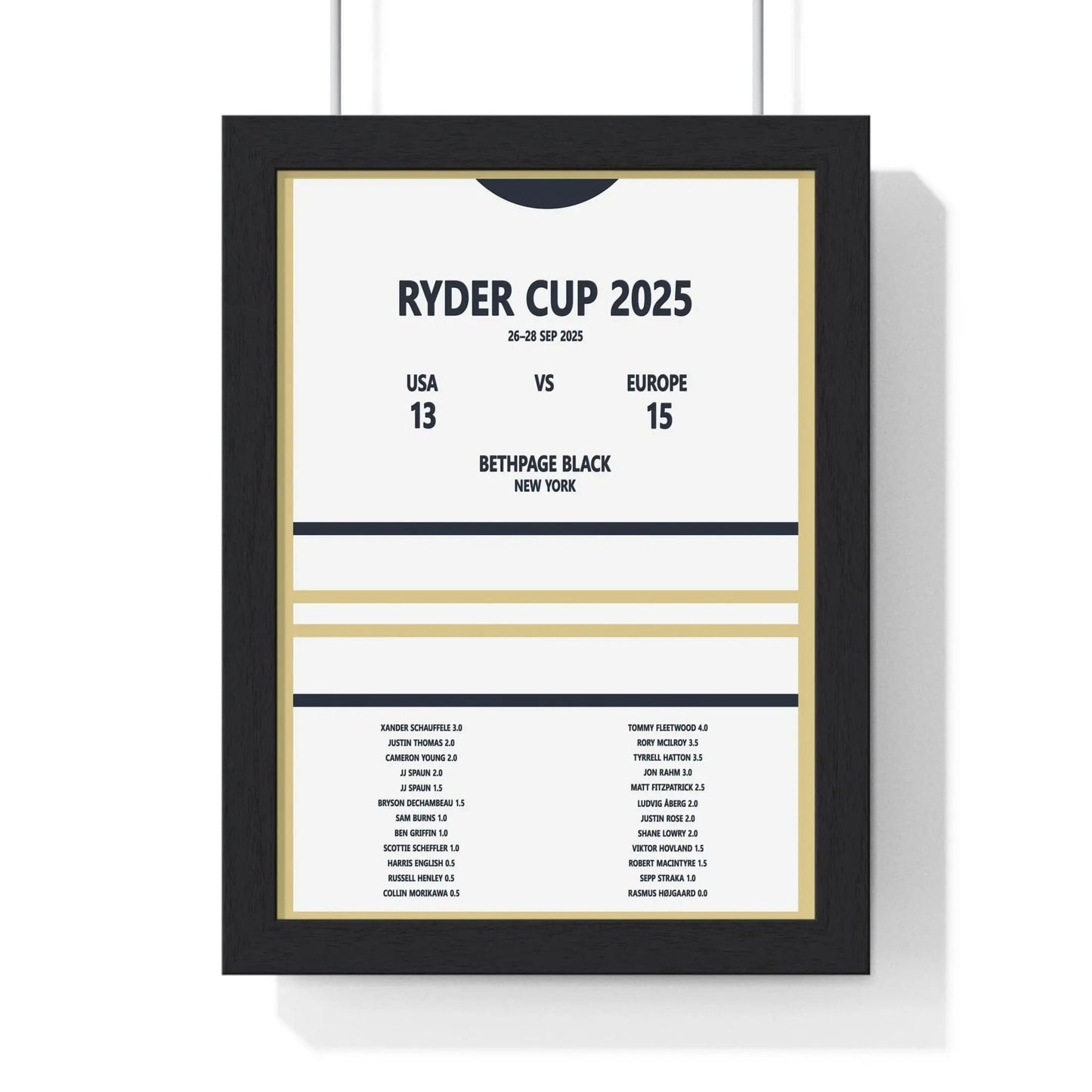 Framed Ryder Cup 2025 Bethpage Black poster