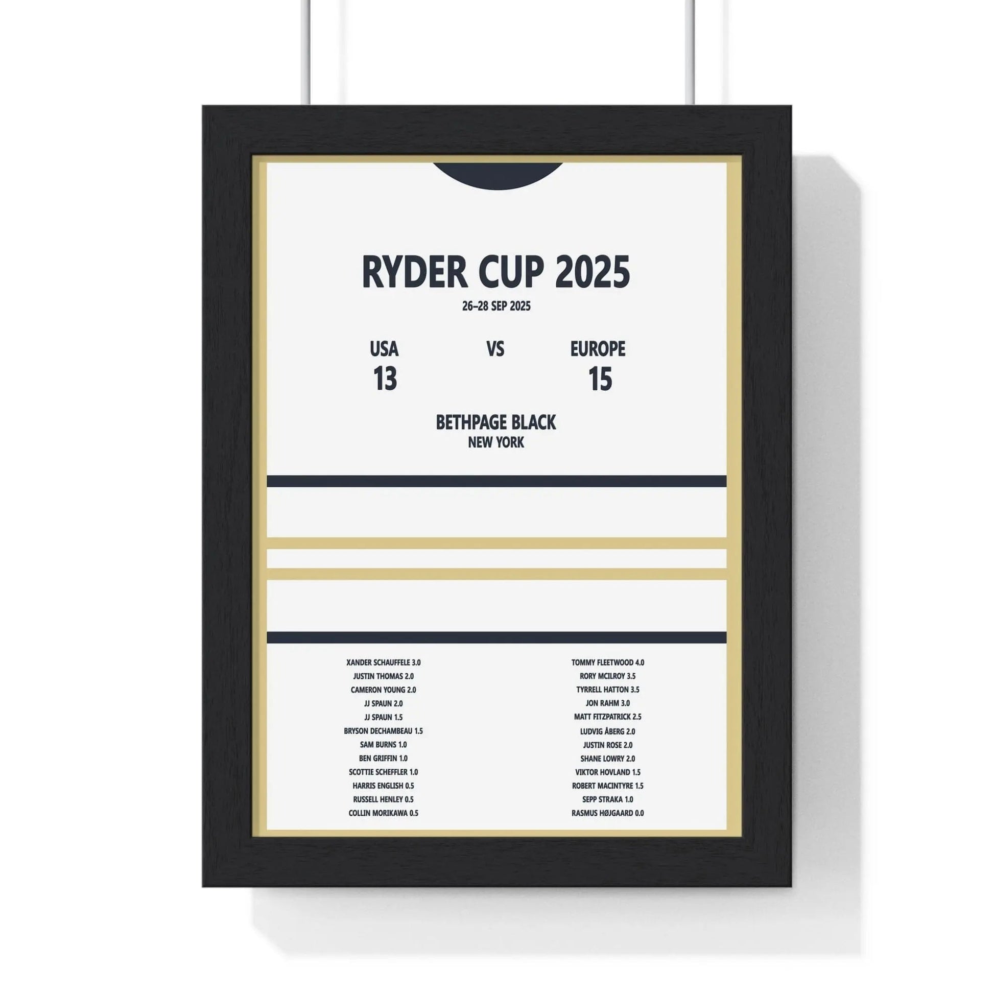 Framed Ryder Cup 2025 Bethpage Black poster