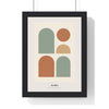 Sage Arches Abstract Print - Home Office Wall Art framed in a black frame, ready to hang
