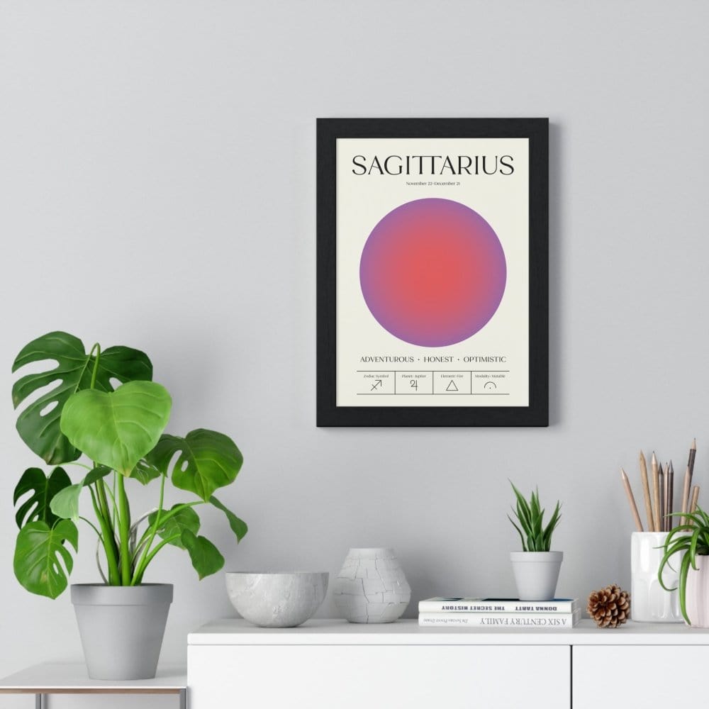 Framed Sagittarius Astrology Chart poster back view